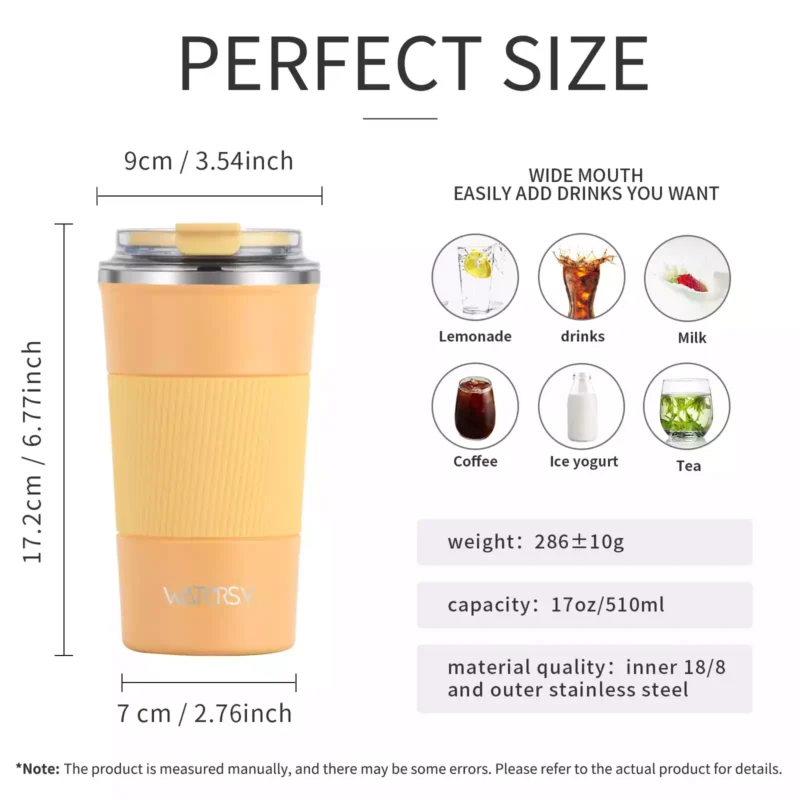 Stainless Steel Coffee Travel Cup (4) Stainless Steel Coffee Travel Cup